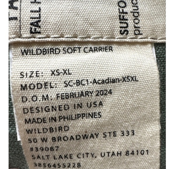 Wildbird Aerial Buckle Carrier Acadian Green Linen XS-XL New No Tags No Box - Picture 7 of 8